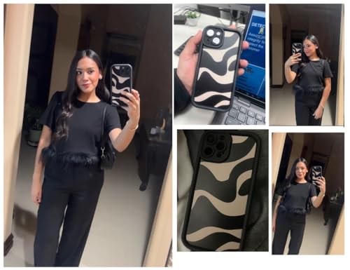 Image of COVERLY Abstract Wave Back Case Cover for iPhone 12 Pro | Hot 3D Wavy Zebra Cute Design | Camera Lens Protection | Soft TPU Silicone Aesthetic Print Cover for Girls & Women (Black & Beige, Shockproof)