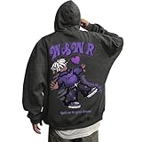 Sudadera con capucha para hombre de gran tamaño Y2K Graffiti Sudadera para un look urbano estilo callejero sudaderas retro americanas Hip Hop Casual con capucha ropa de calle, O gris., S