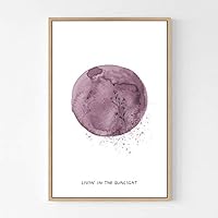 Framed Canvas Wall Art Purple Moon Canvas Prints Home Artwork Decoration for Living Room,Bedroom - 16x24 inches