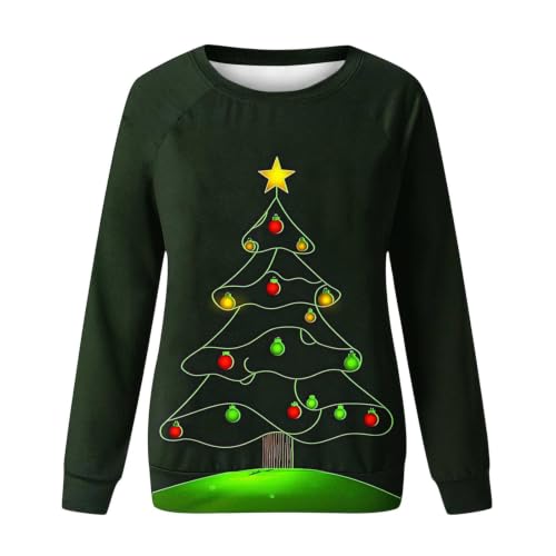 Aymnlox Christmas Fleece Sweatshirt for Women Xmas Tree Graphic Crewneck Long Sleeve Holiday Pullover Casual Winter Festive Outfit christmas tops women 2027 Black S - image 5