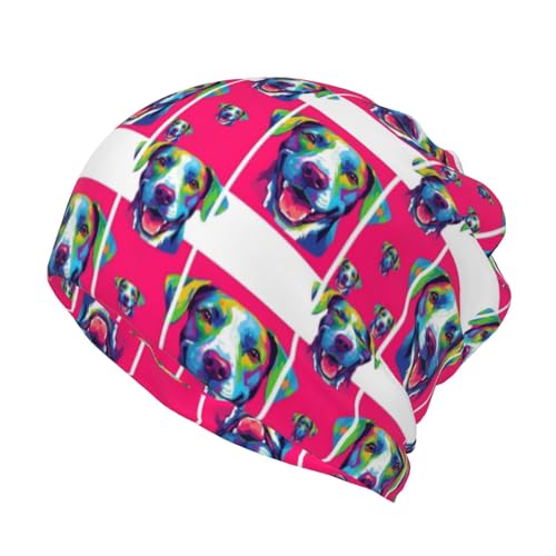 Beanie Pitbull Dogs Art Hedging Head Hats, Fashion Skull Hats for Girls Boys, Multifunction Large Chemo Hat Daily Hat for Walking Party, Various Styles