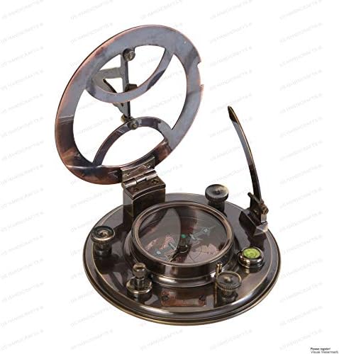 US HANDICRAFTS Ideas for Men Xmas 5 Inch Perfectly Calibrated Large Sundial Compass Rosewood Case Top Grade Engraved Brass Sundial with Embossed Needle