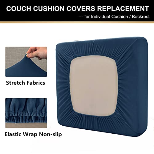 Housse de coussin de canapé en velours extensible bleu XL lavable - 7