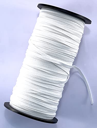 Helida Elastic Band For Sewing, Braided Stretch High Elastic Cord For Costume Mask Making Supplies (White, 1/6" × 100 Yards) #TOP23