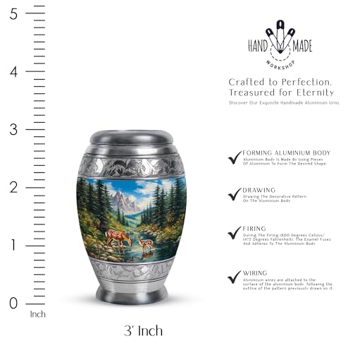 Image of Deer Urn Little Cremation Urns for Human Ashes Adult Man 3 Inch 2 Qty | Small Cremation Urn for Male Human Remains Urns