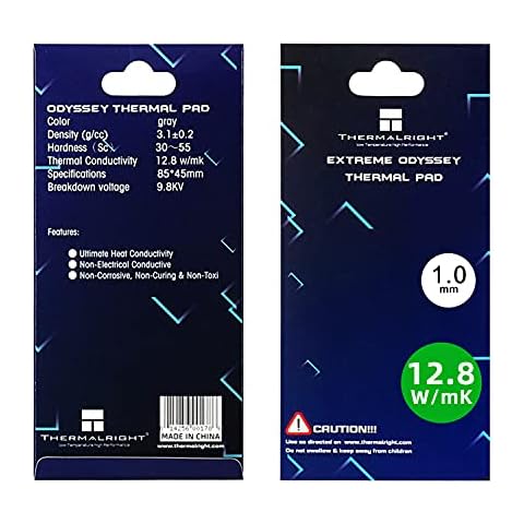 SWECENT Thermalright Thermal Pad 12.8 W/mK, 85x45x1.0mm, Non Conductive Heat Resistance High Temperature Resistance, Silicone Thermal Pads for Laptop Heatsink/GPU/CPU/SSD/LED Cooler (85 * 45 * 1.0mm) Cover