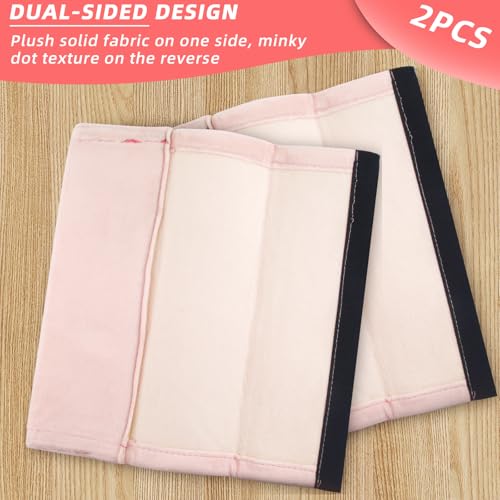 Image of Baby Car Seat Belt Covers for Boys & Girls - Soft Mink Carseat Shoulder Padding & Neck Protector | Stroller Strap Covers for Kids, Comfortable & Durable Car Seat Shoulder Pads, Solid Colors (Pink)
