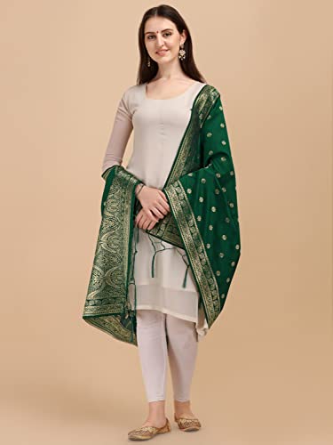 Image of DEVANGI Women's Woven Banarasi Silk Dupatta /Chunni For Women, Floral Print 1 Meter Wide and 2.3 Meter Length Printed Designer Dupatta /Chunni For Girls