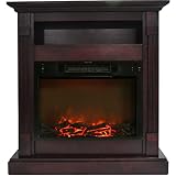 Cambridge Sienna 34'' Freestanding Electric Fireplace with Remote| Log Insert | Mahogany Mantel | Fo