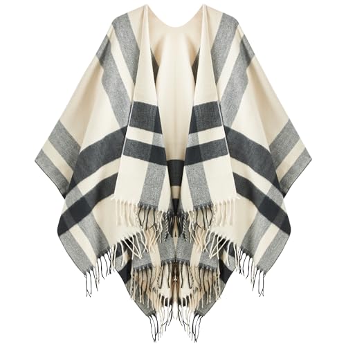 Image of Women's Shawl Wrap Poncho Ruana Cape Cardigan Sweater Open Front for Fall Winter Spring