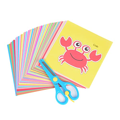 Kindersicherheitsschere, 1er-Pack Kinderschere + 96-teilige Papierschnitte, Papierschere, Bastelschere, Vorschulschere, Anfängerschere, Kunststoffklingen, Basteln, Für Kinder ab 2 Jahren Cover