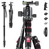 SmallRig Selection Lightweight 78' Aluminum Camera Tripod Monopod, Foldable DSLR Tripod for Travel, w/ 360 Degree Ball Head Quick Release Plate, Max. Payload 33lb, Adjustable Height from 18.5' to 78'