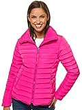 OZONEE Damen Übergangsjacke Jacke Übergang Jacken Herbst Bomberjacke Stehkragen Ohne Kapuze Steppjacke Sportjacke Leichte Outdoor Puffer Jacket Gepolstert JS/M23063/4 ROSA L