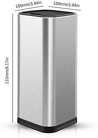 Pawaca Universal Knife Block, Stainless Steel Knife Holder Stand with Slots for Scissors and Sharpening Rod, Rectangular knife storage stand Safe and Detachable for Easy Cleaning (9.25x3.74in)