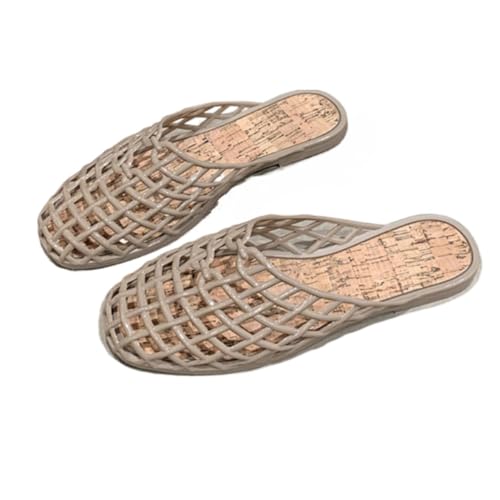 Jelly Mules for Women Clear Mesh Jelly Beach Sandals Slip On House Slippers Woven Hollow Water Slides Barefoot Dress Shoes Waterproof Lightweight Breathable Cute Backless Tennis Shoes Indoor Outdoor