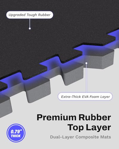 AIRHOP 0.79" Thick Gym Flooring for Home Gym, 48 Sq Ft Rubber Top Gym Mat - image 2