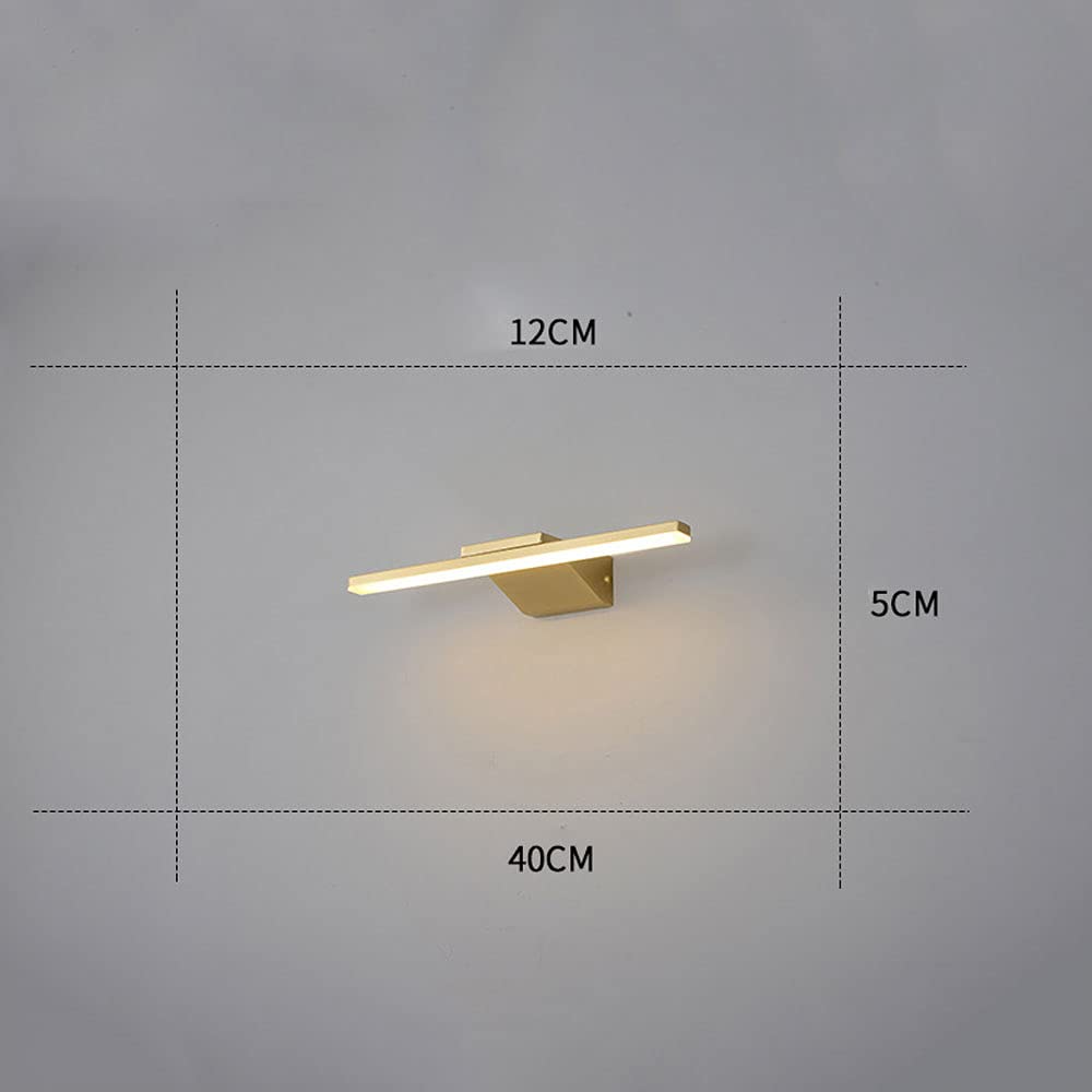 Lampe de miroir LED linéaire pour salle de bain, éclairage frontal, applique murale de salle de bain en laiton, 3 modes de couleur, 40 cm