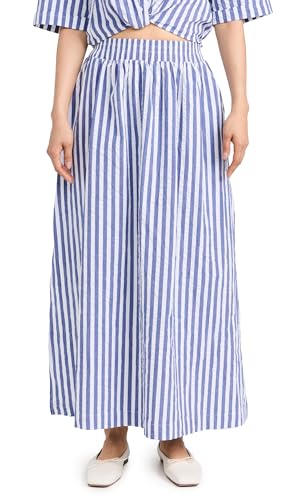 Image of Stateside Women's Puckered Stripe Double Slit Maxi Skirt