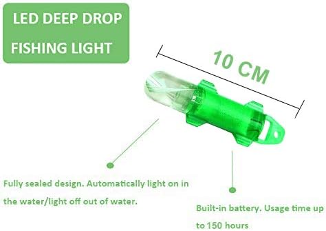 Miniatura 2 de Paquete de 4 luces LED de caída profunda para pesca subacuática, señuelo de cebo de calamar, vida útil de 500 horas, 1,968.5 ft de profundidad