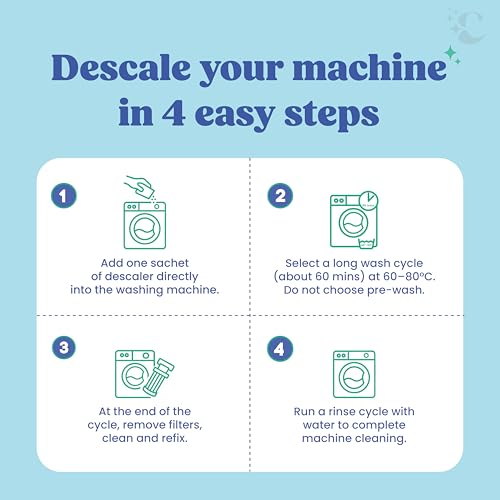 Image of Cleevo Washing Machine Cleaner & Descaler Powder - Pack of 6 | Removes Limescale, Odour & Residue | Non-Toxic, Phosphate-Free | Front & Top Load Safe