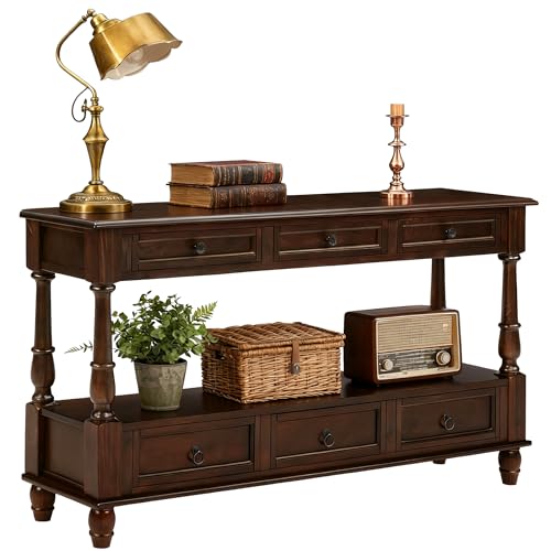 Amposei Farmhouse Wood Entryway Console Table 54’’ Vintage Entry Sofa