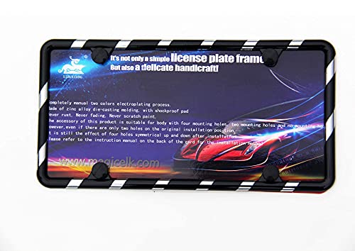 Two Color Chromium Plating License Plate Frame With Silver Stripes Design Made Of Metal Never Rust Slim Edge Cambered Surface With Stainless Steel Fastener 1 Pack #TOP1