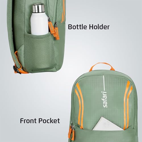 Image of Safari Flash Neo 26L Casual Printed Backpack, 2 compartments, bottle holder, Front pocket, school bag for boys and girls, college, office, travel for men and women, Color- Sage