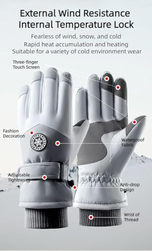 Image of Warm Thermal Gloves for Men & Women | Waterproof Windproof Touchscreen Winter Riding Gloves | Outdoor Skiing, Cycling & Snow Gloves with Fleece Lining for Extreme Cold Weather(Black Grey)