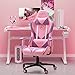Homall Gaming Chair Girl Racing Office Chair High Back Computer Desk Chair Leather Executive Adjustable Swivel Chair with Headrest and Lumbar Support (Pink)
