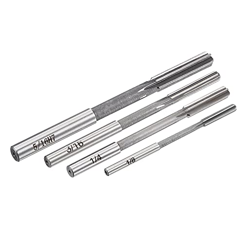 Uxcell A20103000UX0036 1/8 Inch 3/16 Inch 1/4 Inch 5/16 Inch Chucking Reamer H7 Accuracy High Speed Steel Lathe Machine Reamer 6 Straight Flutes Round Shank Milling Cutter Tool Reamer Set thumb #4