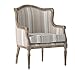 Baxton Studio Striped Charlemagne Traditional French Accent Chair, Oak Brown