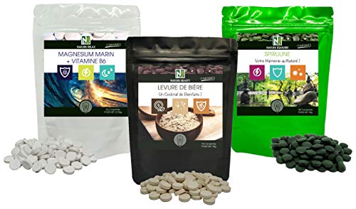 Hair Pack NAKURU | Levure de Bière 90 cps | Spiruline 180cps | Magnesium Marin 90cps | Analysée et Conditionnée en France | Renforcez Naturellement vos Cheveux !