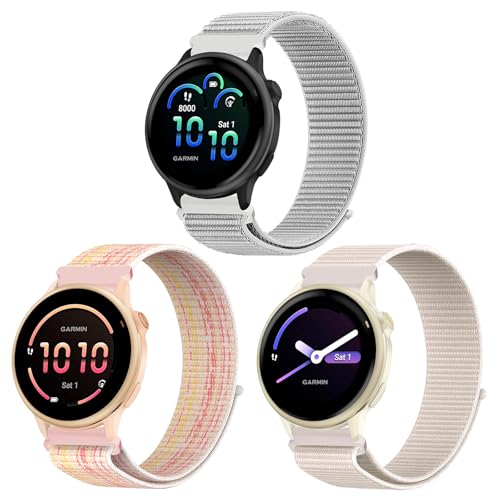 OUTPUTBT Nylon Correa 20mm para Garmin Vivoactive 6/5/3/Forerunner 55/158/165/245/645 music/Venu 2 Plus/Venu Sq/Sq music/Sq 2/Vivomove 3/HR/Style/Luxe/Sport Pulsera para Hombre Mujer