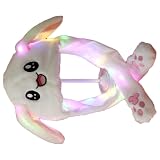 Ycauty Cappello da Coniglio in Peluche Incandescente a LED con Orecchie Morbide in Movimento Cappello Caldo per Donne e Ragazze Bianco 23,6 X 9,8 X 2 Pollici (Bianco)