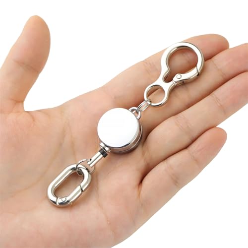 Porte-clé rétractable antivol noir avec câble acier extensible pour pass