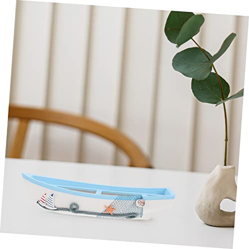 RORPOIR Desktop Mediterranean Style Wooden Sailboat Ornament Nautical Decor Sailing Ship Decoration for Home and Office Elegant Tabletop Sailboat Figurine - Image 3