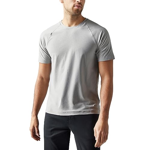 Rhone Reign Mens Workout Shirts, Anti-Odor, Quick Dry Mens Gym Shirts, Workout Shirts for Men (Light Gray Heather, X-Large)