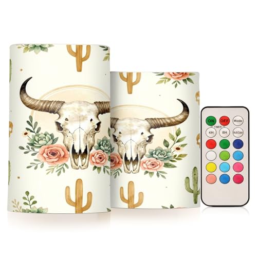 Velas sin llama Buffalo Boho Chic con mando a distancia para decoración juego de 2 piezas