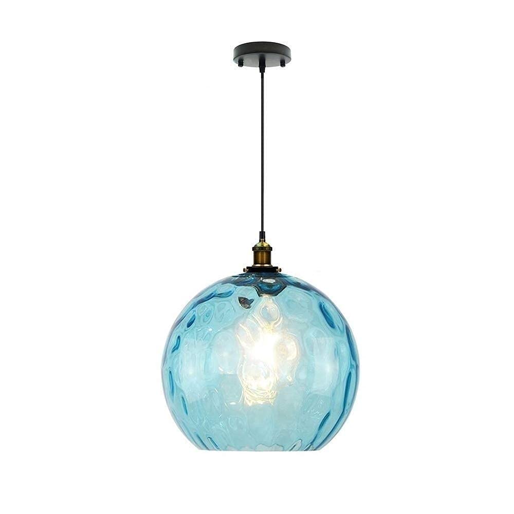 Lámpara colgante vintage calada azul esférica creativa para salón loft y café