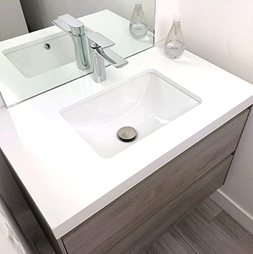 Zeek ZP-1611 Undermount Bathroom Sink 16X11 Small Rectangle Narrow Vanity Sink - White - Fits 18 Inch Vanity - With Overflow - 16 Inch By 11 Inch Opening - Vitreous China Ceramic thumb #5