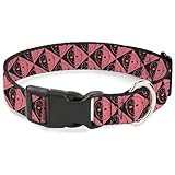 Warner Bros. Horror Movies Pet Collar, Dog Collar Plastic Buckle, Friday The 13th Jason Mask Diamond Split Black Red, 9.5 to 13 Inches 1.0 Inch Wide