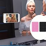 2pcs Silicone Suction Cup Support de téléphone, Double Sided Support d'aspiration de téléphone Dos du téléphone Sticky Grip Boîtier de téléphone à aspiration polyvalente pour les selfies de voiture miroir de douche (noir, rose) (style 1)