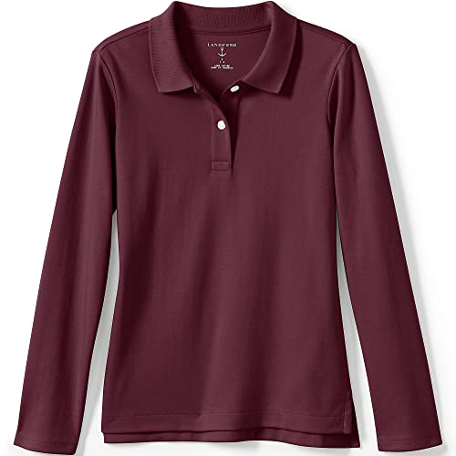 Image of Lands' End School Uniform Girls Long Sleeve Feminine Fit Interlock Polo Shirt