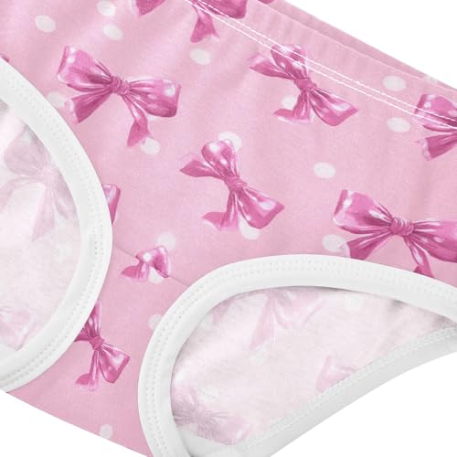 Wusikd Pink Polka Dots Pink Bows Girls' Underwear Cotton Girls Briefs Soft Toddler Underwear 2T4