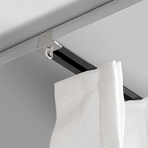 Vorhangschiene Gardinenschiene Gardinenstange Schwarz Bündige, Unsichtbare Vorhangschiene Für Vorhänge, Abgehängte Decken Und Raumteiler, Deckenhalterung Für Stummgeschaltete Duschvorhangschiene