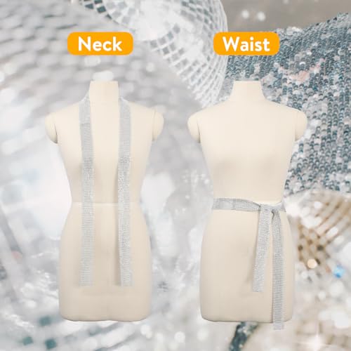 Surblue Women Sequins Neck Tie Scarf Sparkling Metallic Neckerchief for Evening Party Dresses Wedding Party4