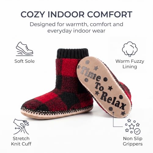 Image of cosyone1997 Boot Slippers for Men Indoor Non Slip Soft Sole | Textured knit upper, fuzzy lining, ankle-high coverage and cushioned insole for cold floors; machine washable