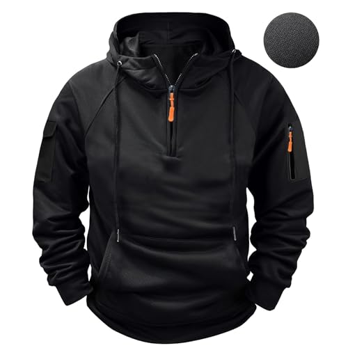 Men's Pullover Sweatshirts Hoodie Zipper Pullover Sports Casual Sweater with Multi-Pocket Fall Winter2