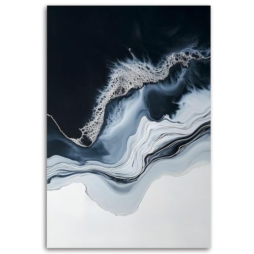 Lienzo abstracto de arte moderno vertical en blanco y gris 40x50 cm