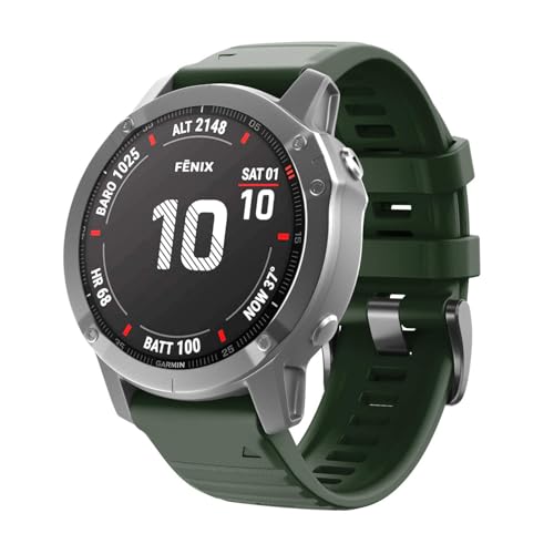 Image of ANCOOL Compatible with Fenix 6X /7X Band 26mm Quickfit Soft Silicone Watch Band Replacement for Fenix 5X /Fenix 8 51mm /Fenix 5X Plus /Fenix 3 /Fenix 6X Pro /Descent Descent MK2i Smartwatches (Olive Green)